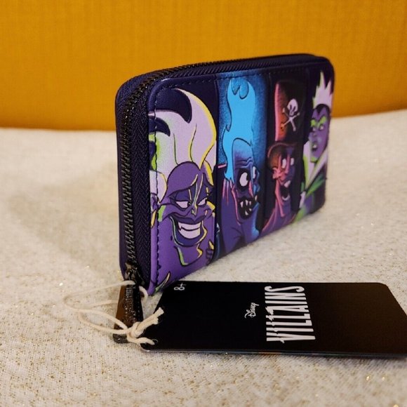 Loungefly Disney Villains In The Dark Zip Around Wallet Ursula Evil Queen NEW - Picture 4 of 14